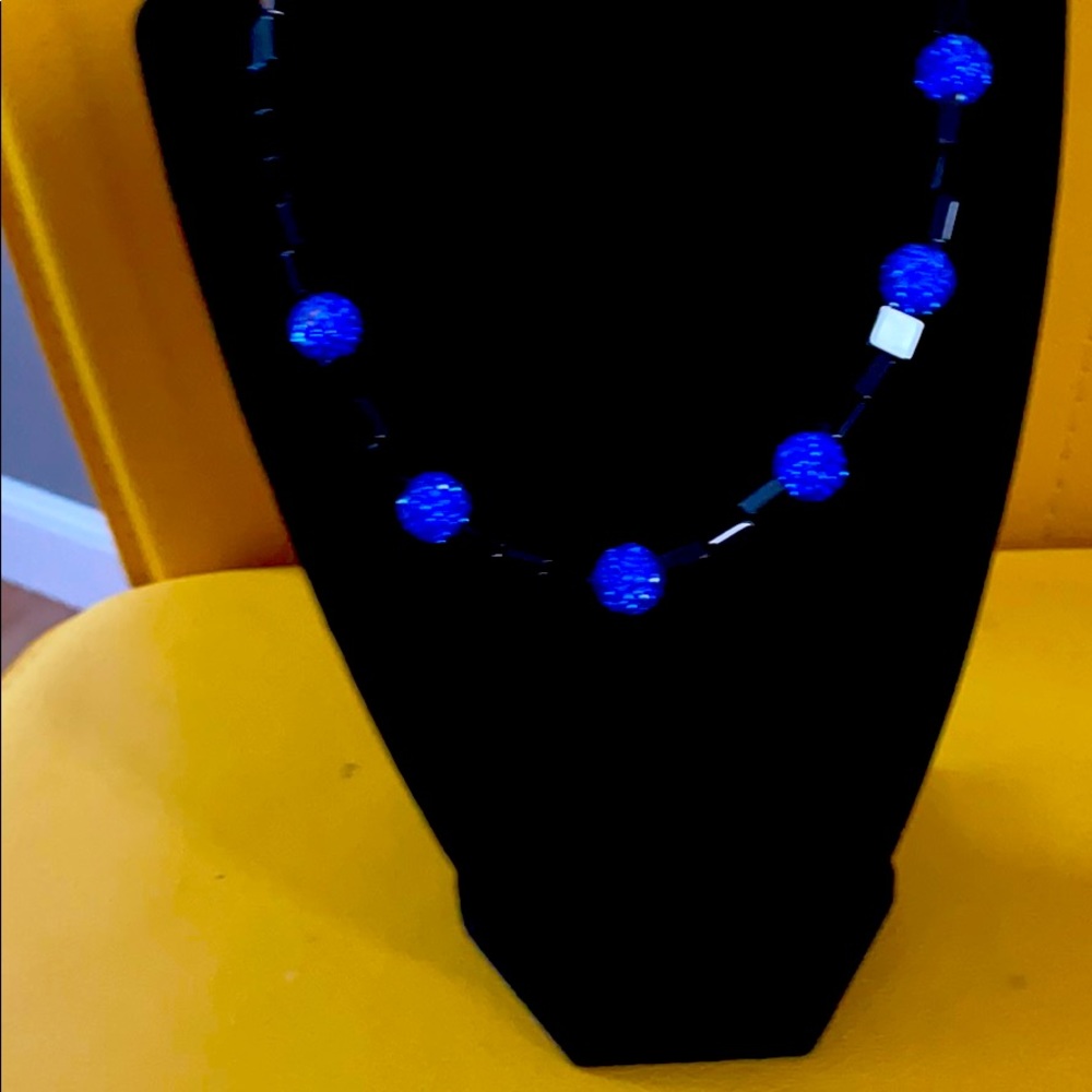 Beautiful black onyx and bright blue crystal balls